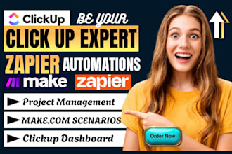 setup clickup board, clickup crm expert, make com scenario zapier automation
