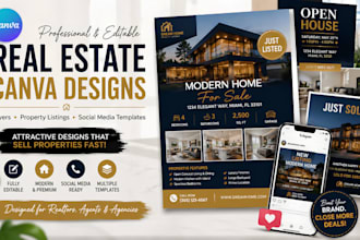 dsign real estate canva flyer, property listing and insta social media template