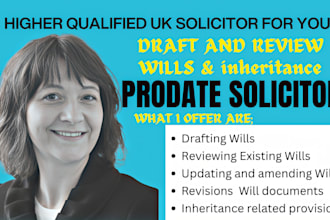 draft and review wills, inheritance and update existing wills as a UK solicitor