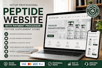 setup peptide website with payment processor, peptide website