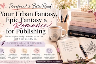 proofread and beta read your urban fantasy, epic fantsay romance for publishing