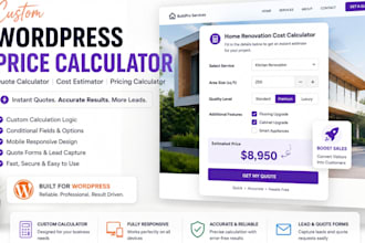 build a custom wordpress price calculator, cost estimator or quote calculator