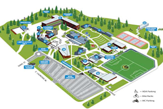 design campus arena maps, university map school, college wayfinding 2d,3d maps