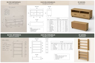 create DIY woodworking plans, cut lists, millwork and furniture drawing