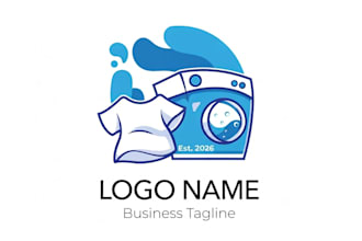 design a professional laundry logo for your cleaning business