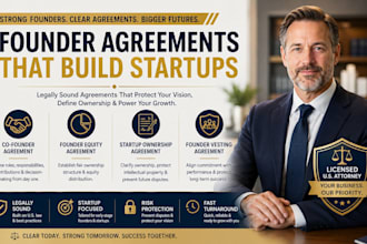 prepare a professional founder equity agreement for startups