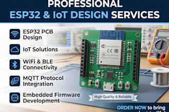 design esp32 pcb, iot, wifi, ble, mqtt and embedded firmware