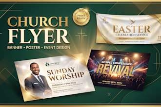 design professional church flyer, banner and event poster