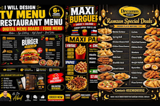 design modern restaurant menu, food menu and digital menu board