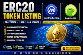 do erc20 token listing, coinmrketcap, coingecko listing and exposure develop