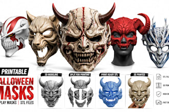 design 3d printable halloween masks, cosplay masks and stl files