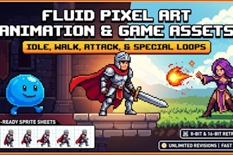 do pixel art animation, pixel art animation, pixel art character, game art