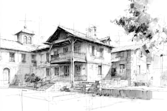 illustrate houses, architecture, places, handmade or digital