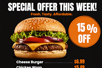 professionally design a restaurant menu or food promo flyer
