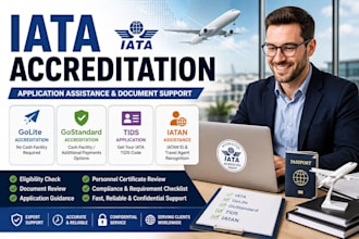 assist with iata accreditation, golite, gostandard, tids and iatan