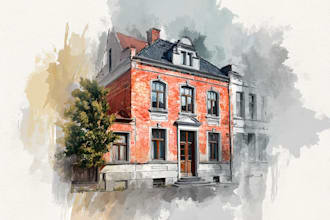 paint watercolor house portrait
