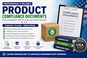 prepare product compliance documents for US market entry and regulatory review