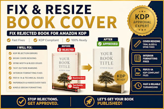 fix resize book cover, fix rejected book for amazon kdp book formatting