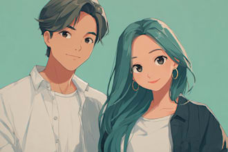 draw anime couple,oc couple,romantic art for you
