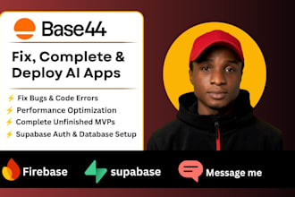 build fix troubleshoot develop base44 app bubble flutter figma lovable ai agent