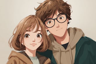 draw anime couple illustration