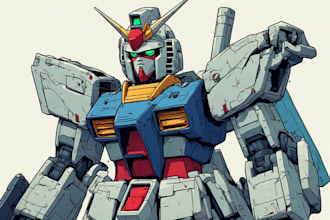 create retro mecha or scifi gundam art