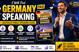 find germany paid speaking and australia public speaking leads