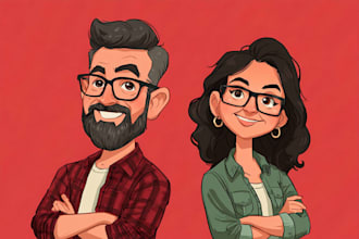 create a detailed custom caricature with a personalized scene