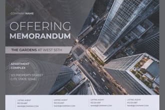 design investor ready real estate offering memorandum, ppm, brochure, proposal