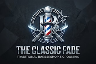 do logo for barber, haircut, saloon, fade, makeup, skincare, cosmetic, hairdress