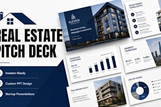 design pitch deck, ppt presentation for real estate investor startups business