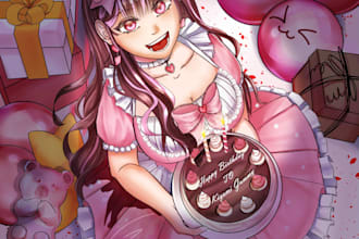 draw custom digital illustration or anime art for you