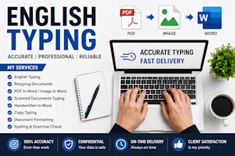 english and urdu typing expert from PDF, images or scanned documents