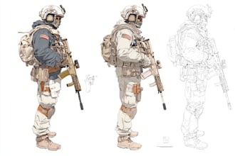 draw detailed military characters for you