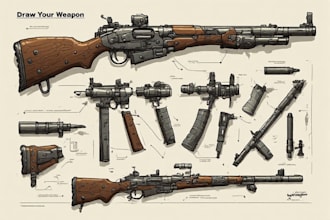 draw your weapon concept art in awesome details
