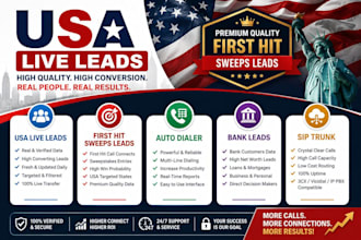 usa live leads, first hit sweeps leads, auto dailer, bank leads, sip trunk