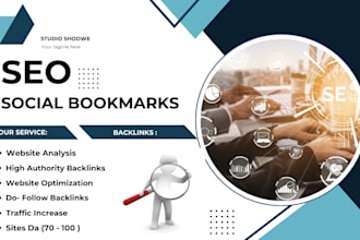 build 100 social bookmarking backlinks high da sites