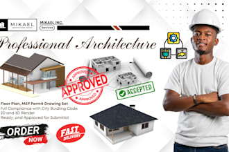 architectural plan, mep drawings, floor plan, site plan, city permit ready, hvac