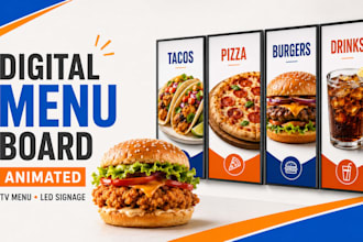 animate digital menu board, TV menu, led  billboard, digital signage dooh ads