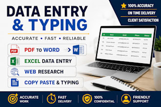 do dataentry , typing , copypaste,  pdftoword , webresearch