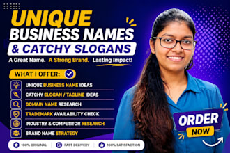 create unique business names and catchy slogans