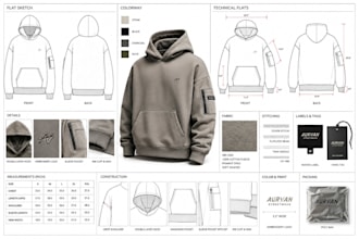 design fashion tech pack, streetwear techpack, clothing techpack for production