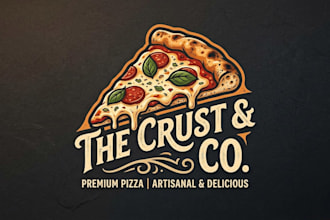 design a delicious pizza slice logo for your food brand