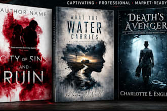 design crime thriller book cover, mystery book cover romantasy book illustration