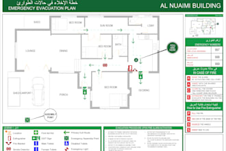 create a professional fire evacuation plan in autocad
