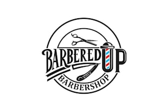 make monogram cool barber shop logo