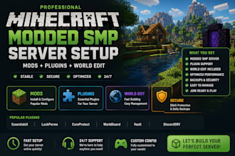 setup fix  minecraft modded smp server with mods server with plugins worldedit