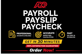 prepare adp payroll, stubs, paycheck, w2, 1099 and 1040