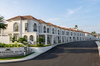 plan gated villa community,townhouse facade design,high end property development