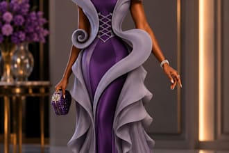create a luxury digital fashion illustration